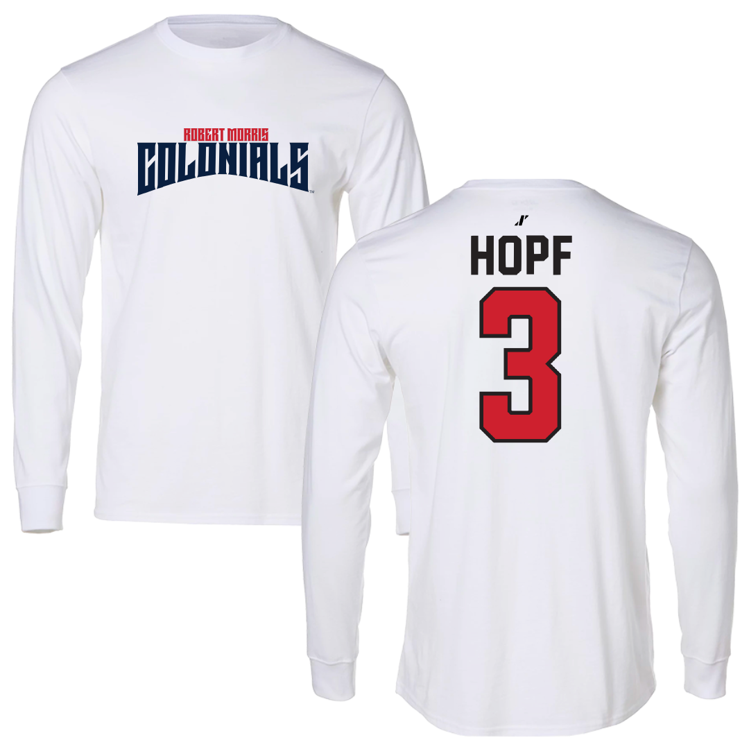 Robert Morris University Softball White Classic Long Sleeve - #3 Kaylyn Hopf
