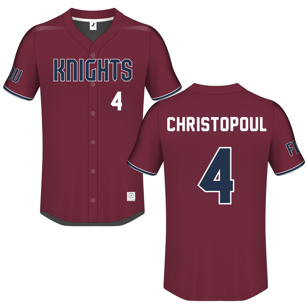 Fairleigh Dickinson University-Metropolitan Campus Maroon Button-Down Jersey - #4 Olivia Christopoul