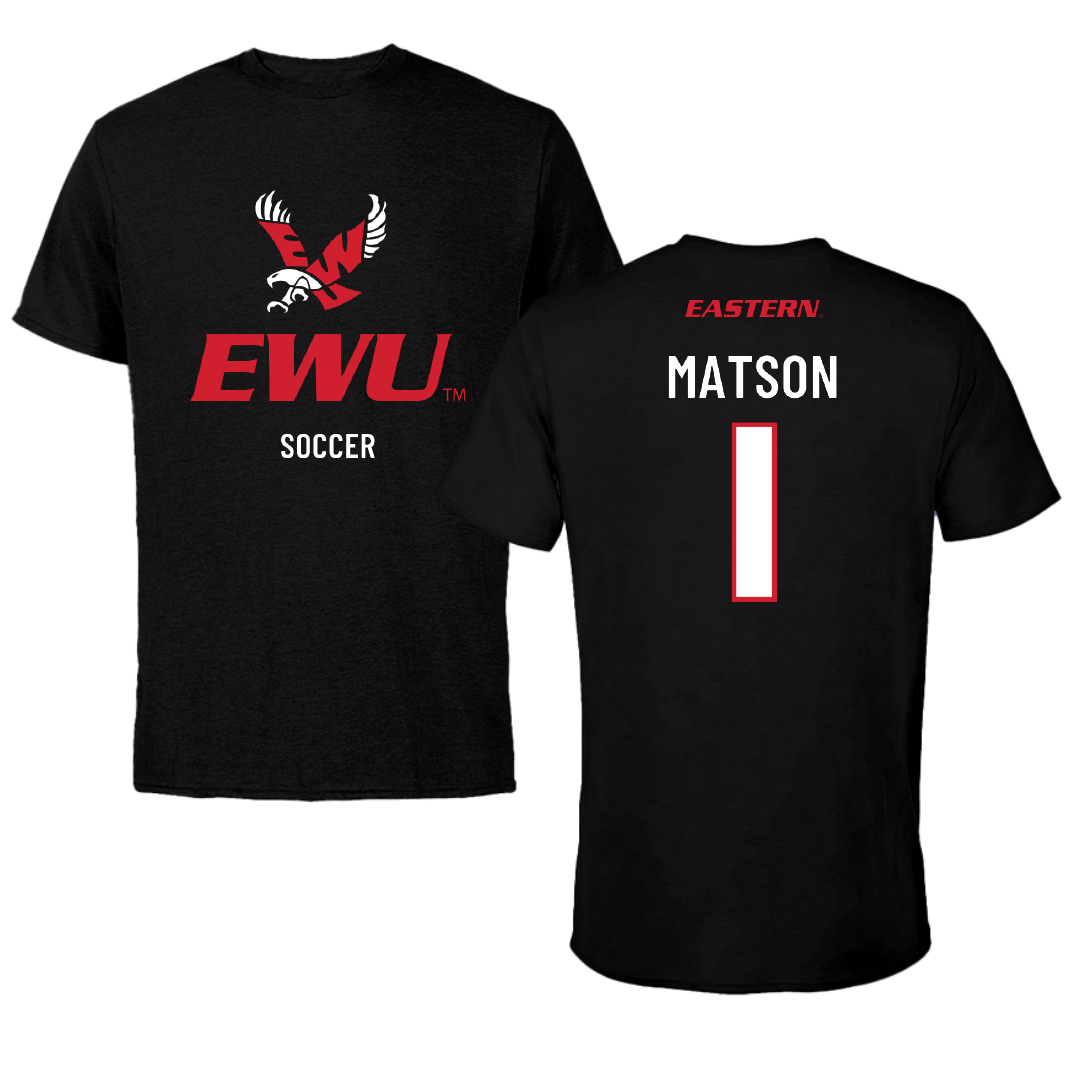 Eastern Washington University Soccer Black EWU Performance Tee - #1 Kiara Matson