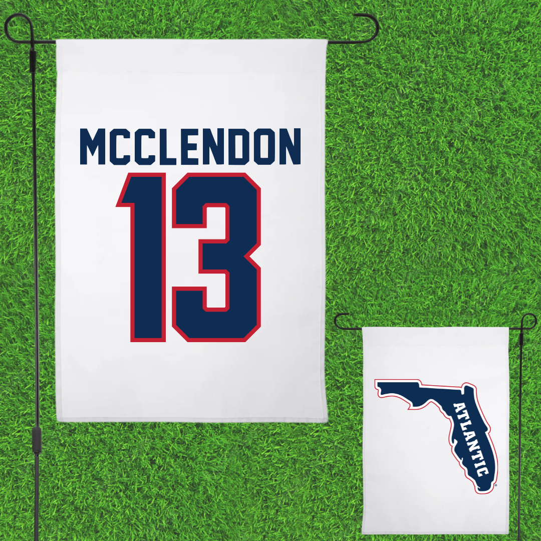 Florida Atlantic University Football White Garden Flag - #13 Darius McClendon