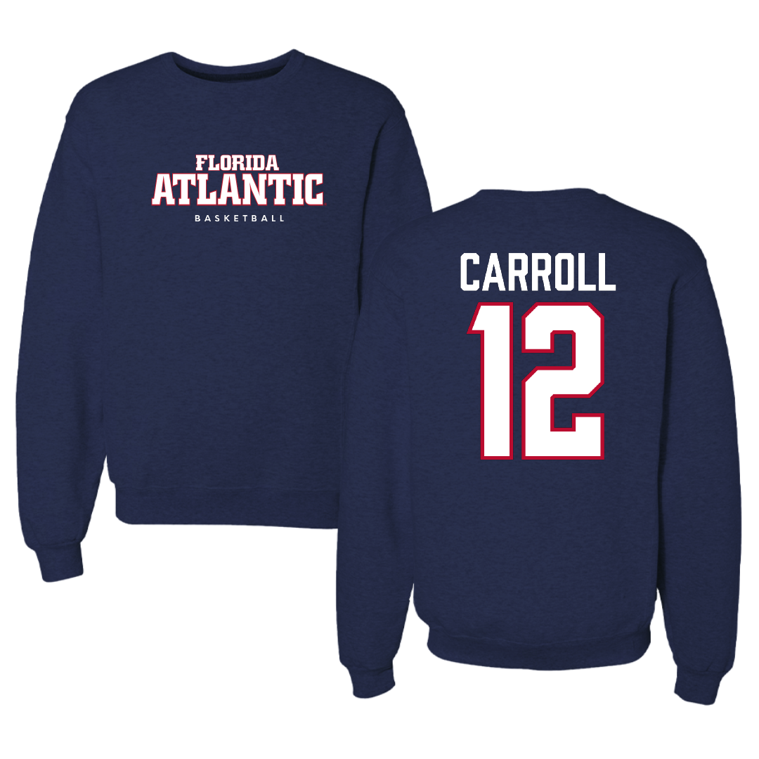 Florida Atlantic University Basketball Navy Crewneck - #12 Tre Carroll