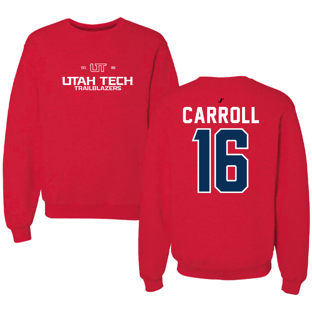 Utah Tech University Baseball Red General Crewneck - #16 Jace Carroll