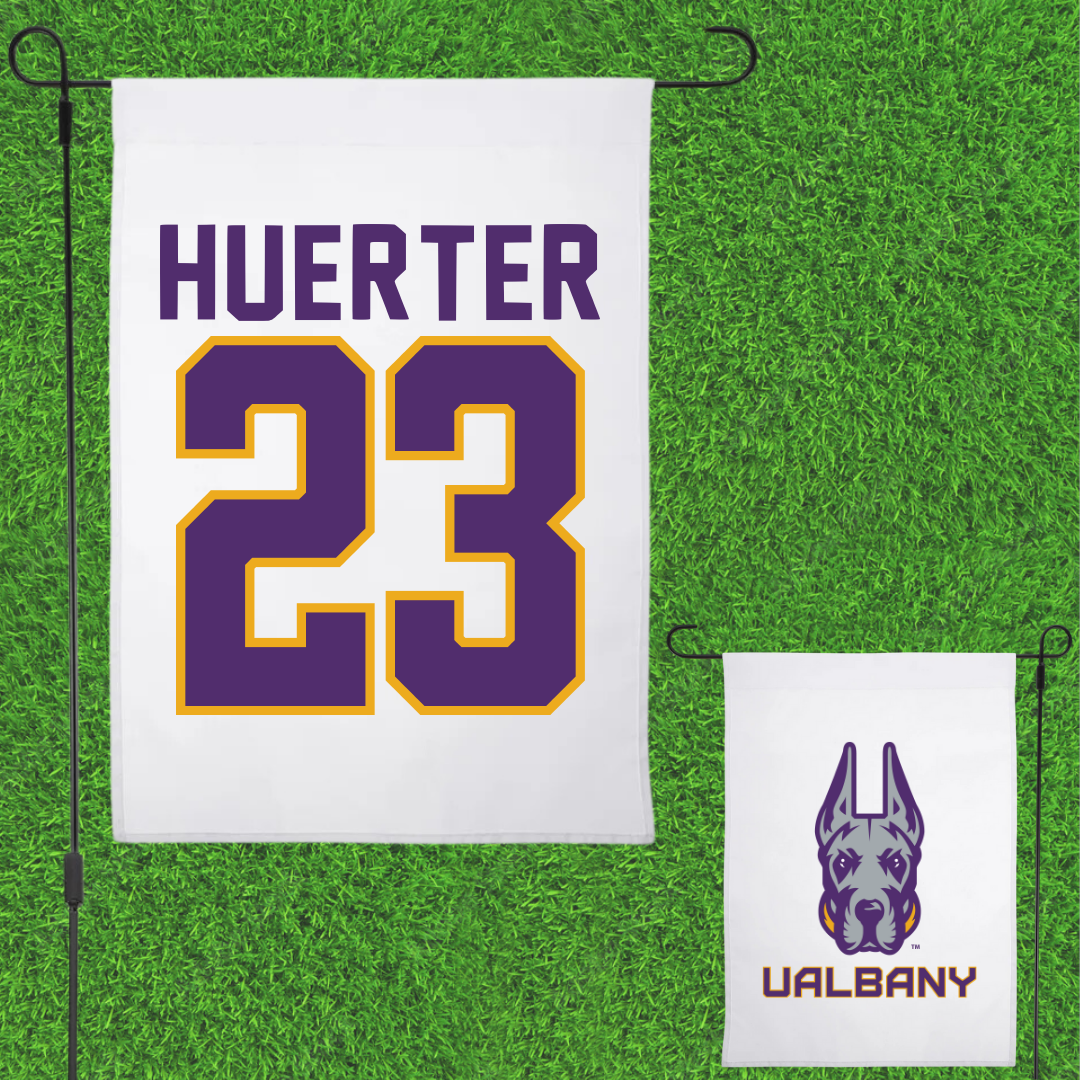 University at Albany Basketball White Garden Flag - #23 Meghan Huerter