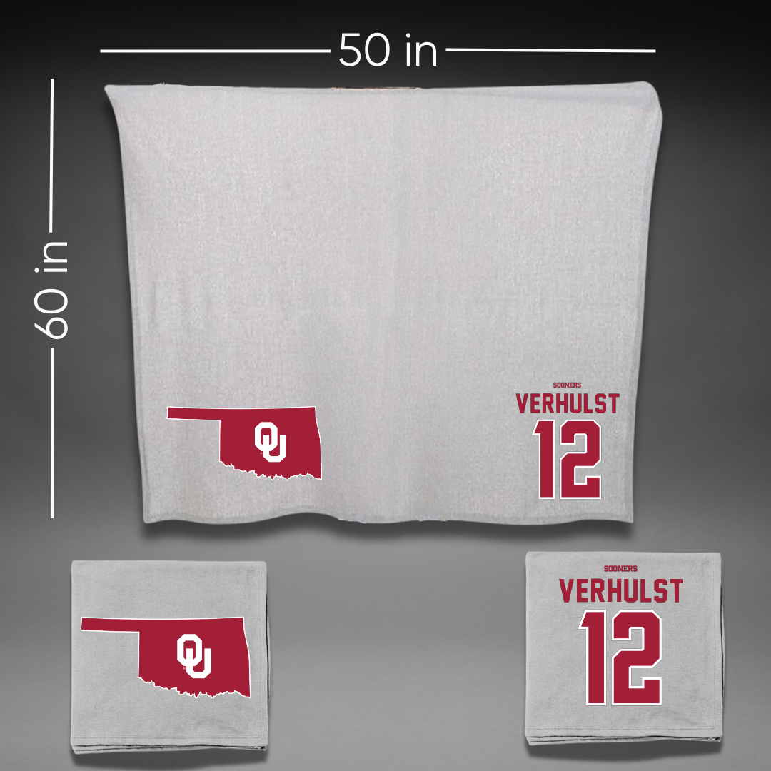 University of Oklahoma Basketball Gray Blanket - #12 Payton Verhulst