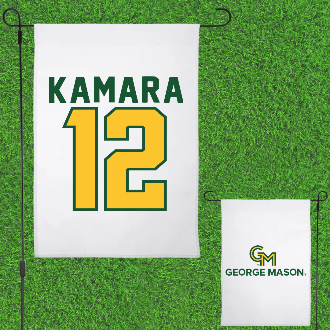George Mason University Soccer White Garden Flag - #12 Ishmail Kamara