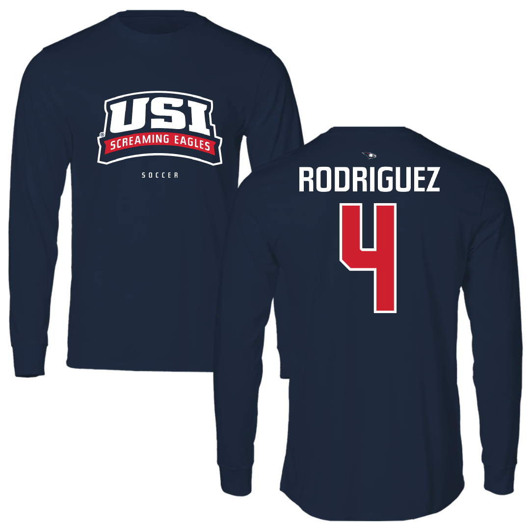 University of Southern Indiana Soccer Navy Block Long Sleeve - #4 Diego Rodriguez