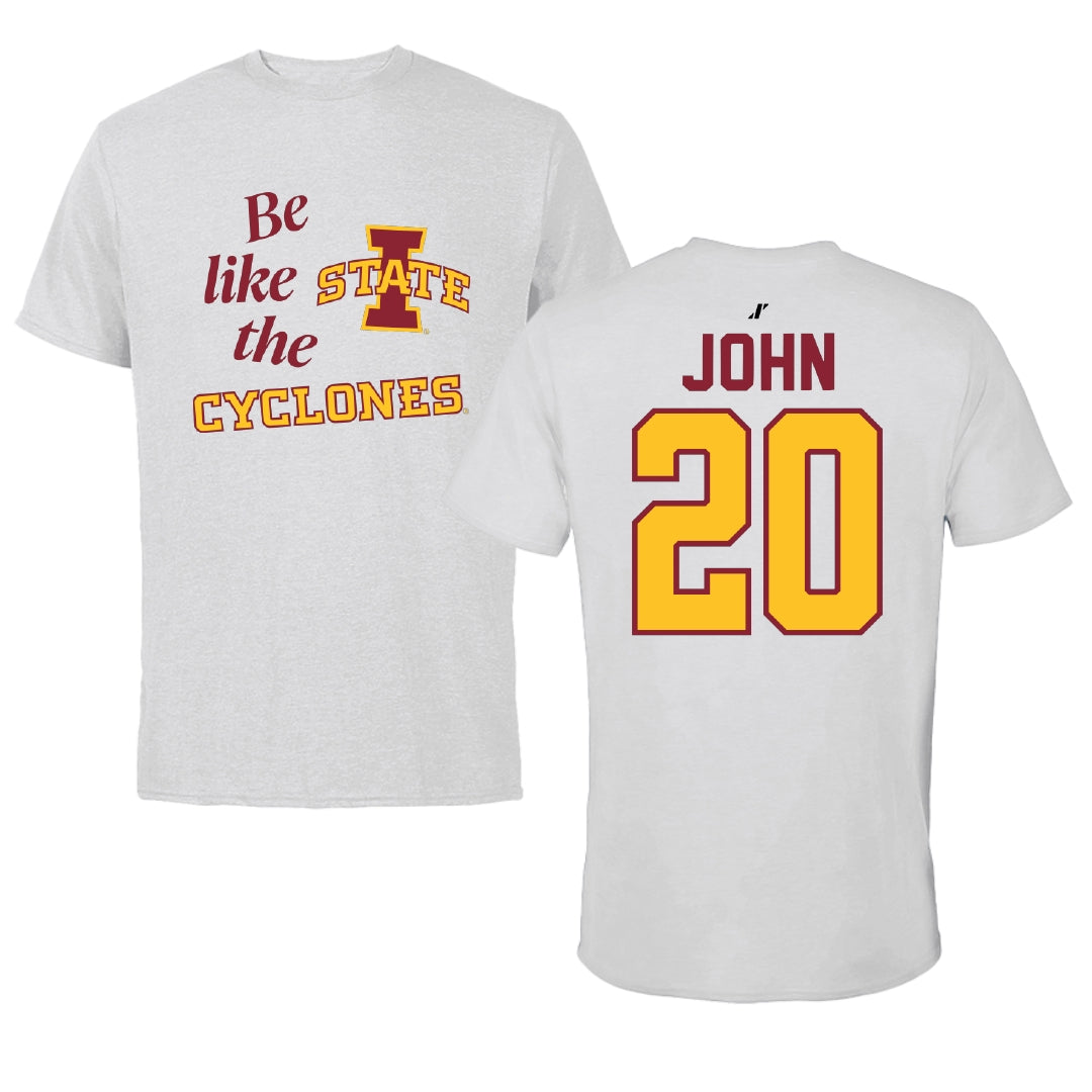Iowa State University Soccer Light Gray Be Like Us Tee - #20 Regan John