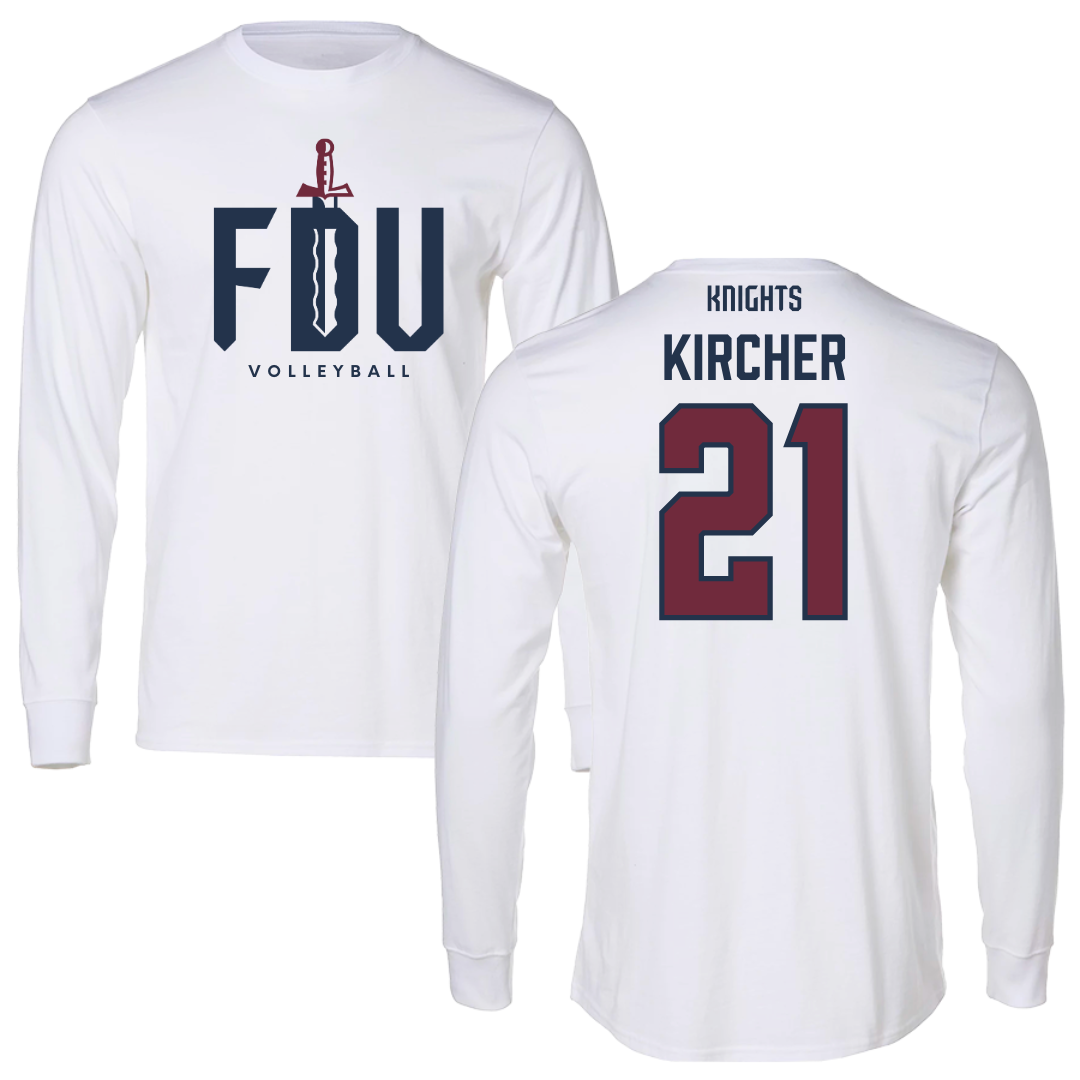 Fairleigh Dickinson University-Metropolitan Campus Volleyball White Long Sleeve - #21 Gillian Kircher