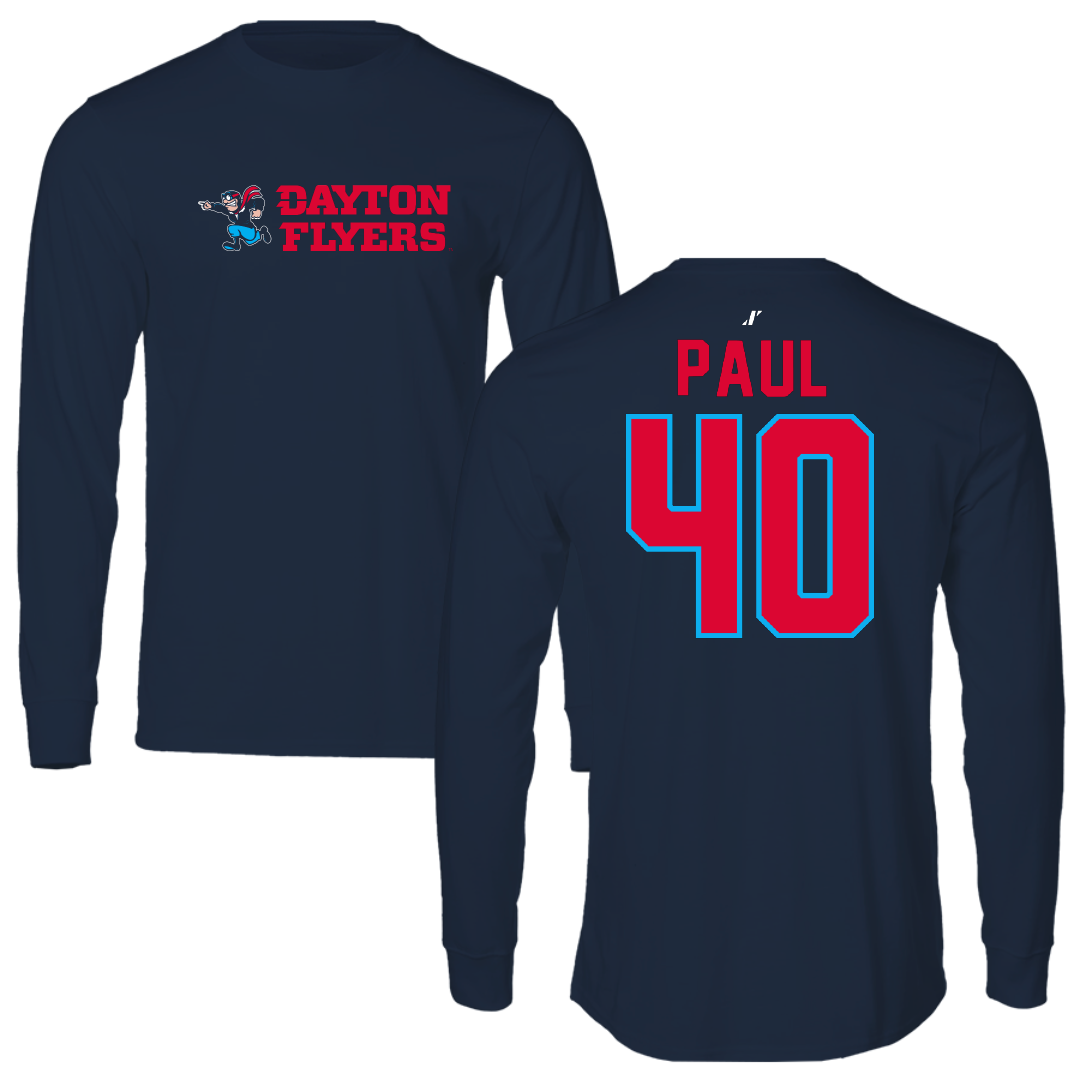 University of Dayton Football Navy General Performance Long Sleeve - #40 Kyler Paul