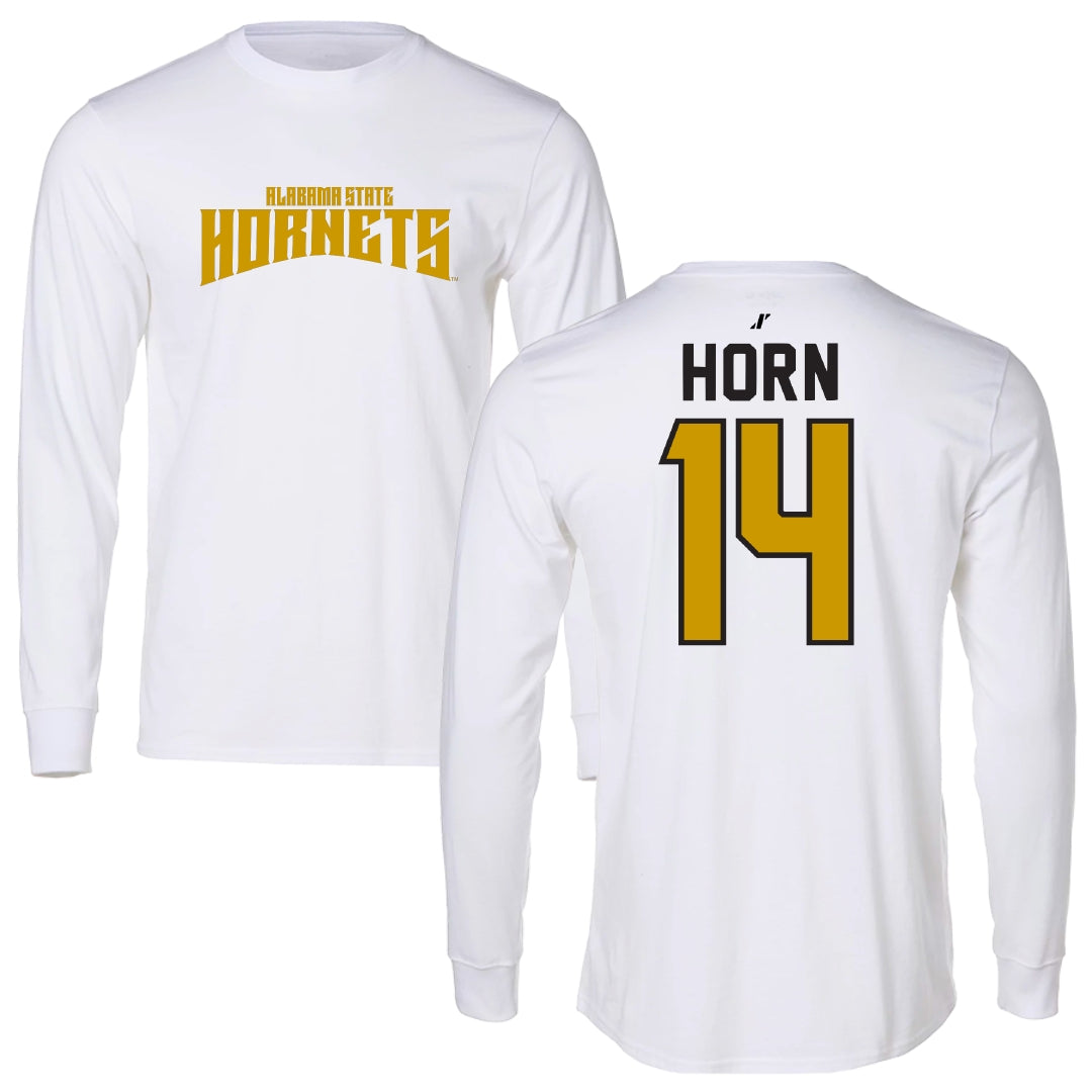 Alabama State University Football White Classic Long Sleeve - #14 Eric Horn