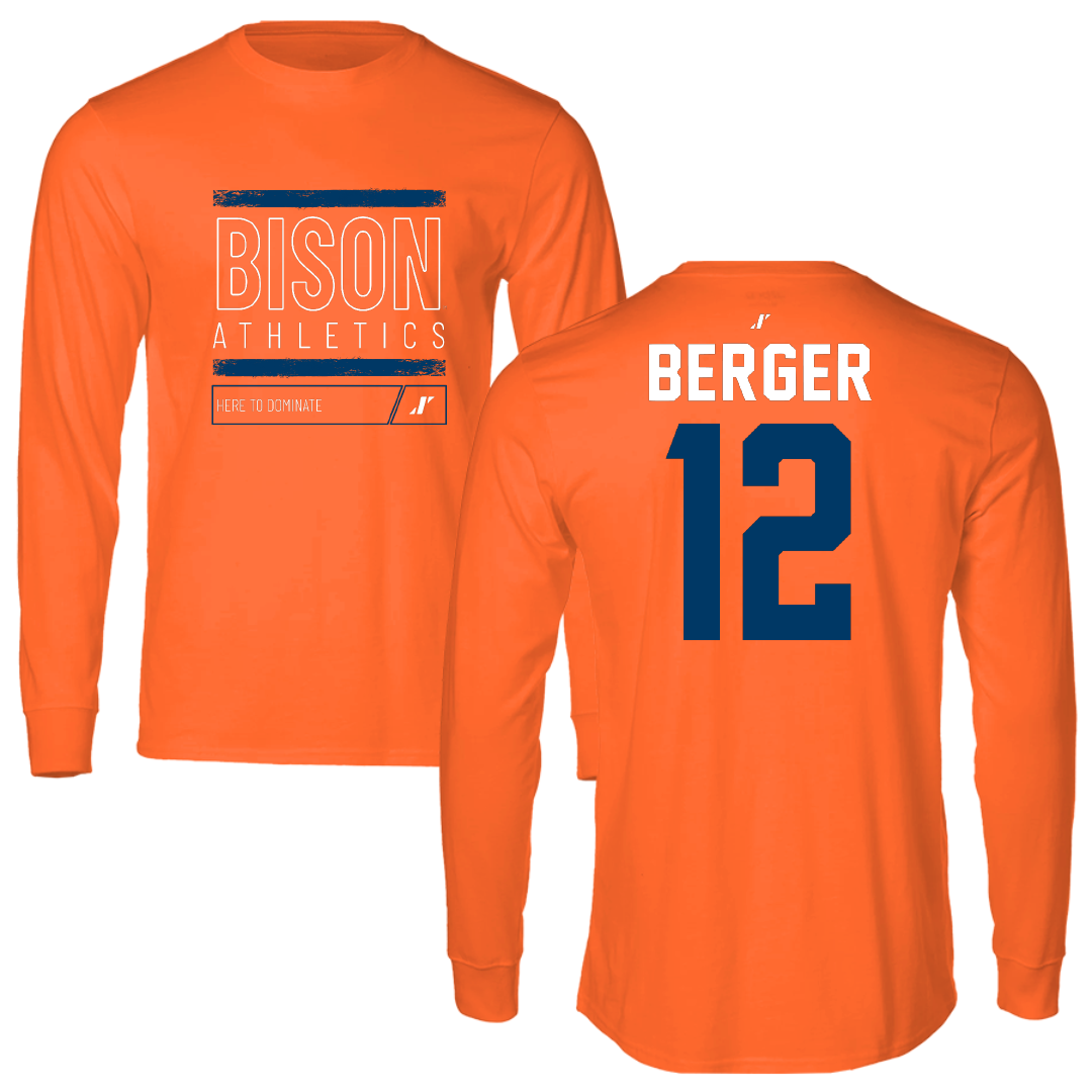 Bucknell University Basketball Orange Dominate Performance Long Sleeve - #12 Quin Berger