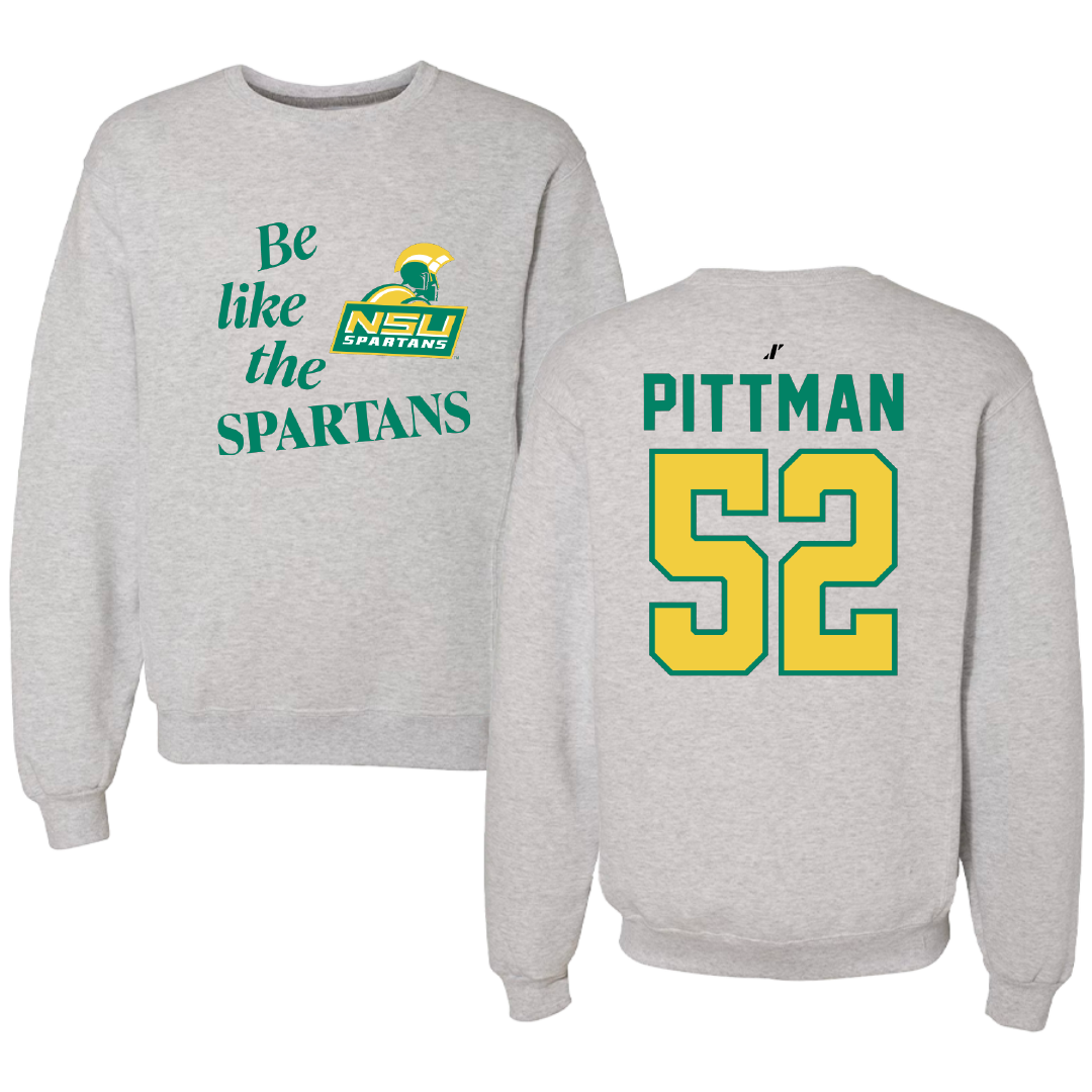 Norfolk State University Football Light Gray Be Like Us Crewneck - #52 Austin Pittman