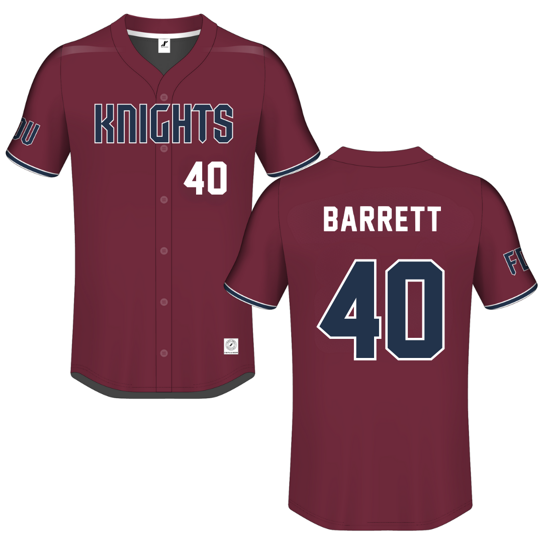 Fairleigh Dickinson University-Metropolitan Campus Maroon Button-Down Jersey - #40 Ian Barrett