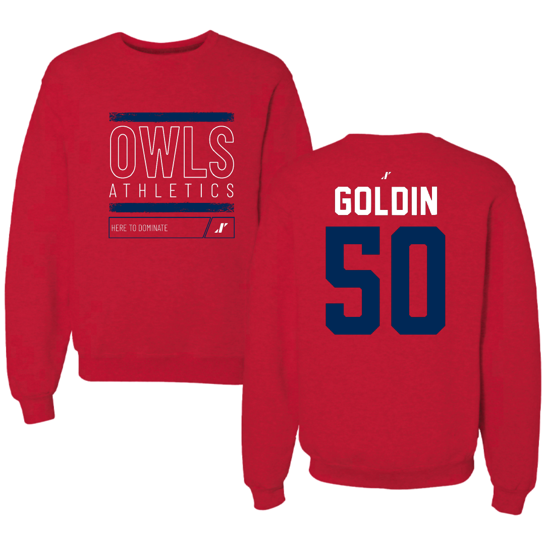 Florida Atlantic University Basketball Red Dominate Crewneck - #50 Vladislav Goldin