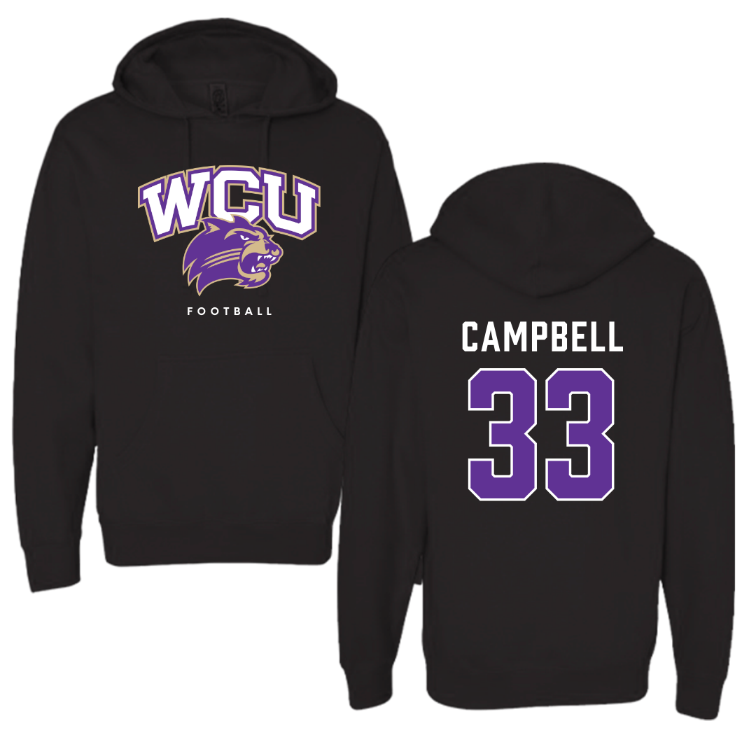 Western Carolina University Football Black Hoodie - #33 Lee Campbell