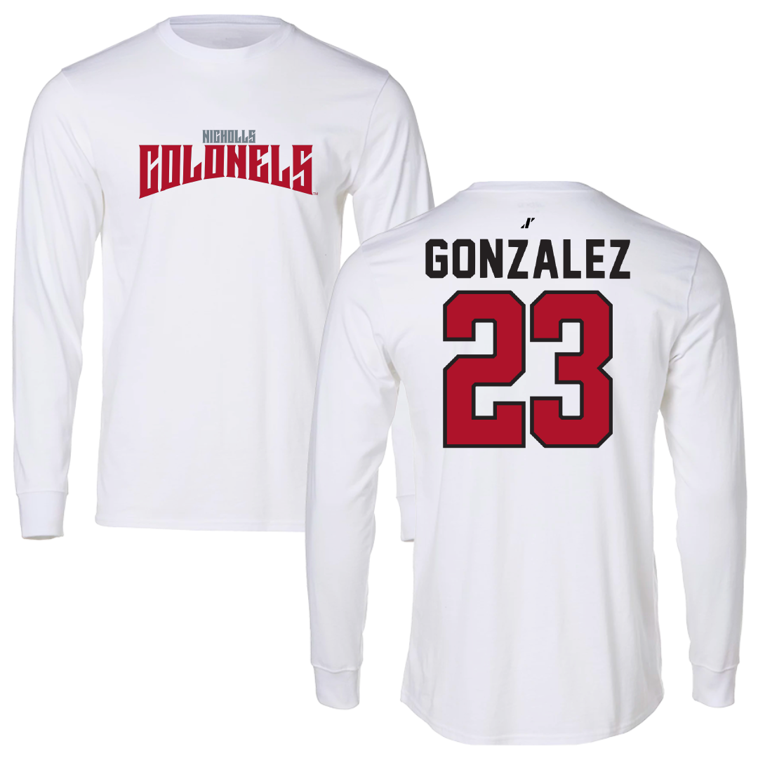 Nicholls State University Soccer White Classic Performance Long Sleeve - #23 Hanah Gonzalez