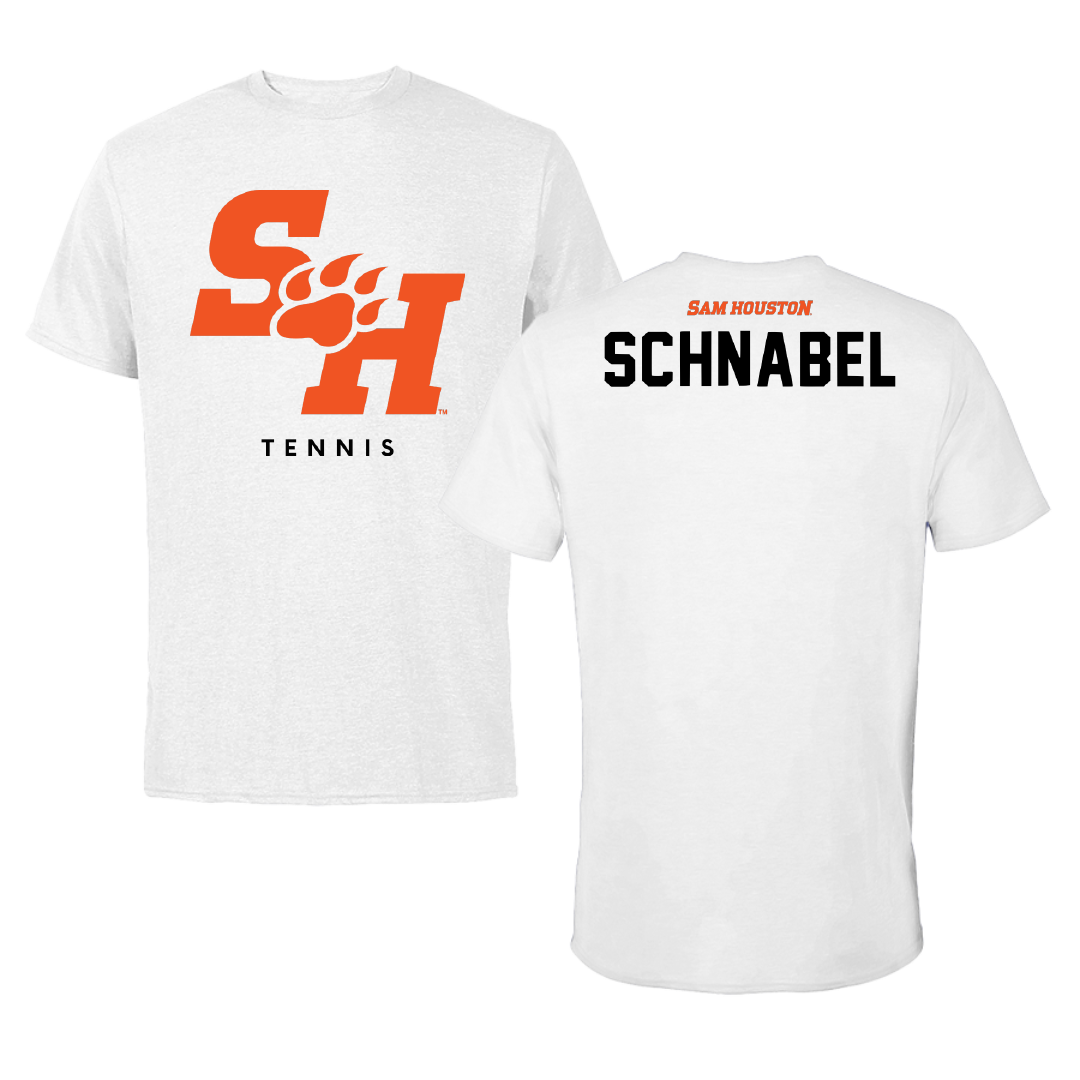 Sam Houston State University Tennis White Performance Tee - Jacqueline Schnabel