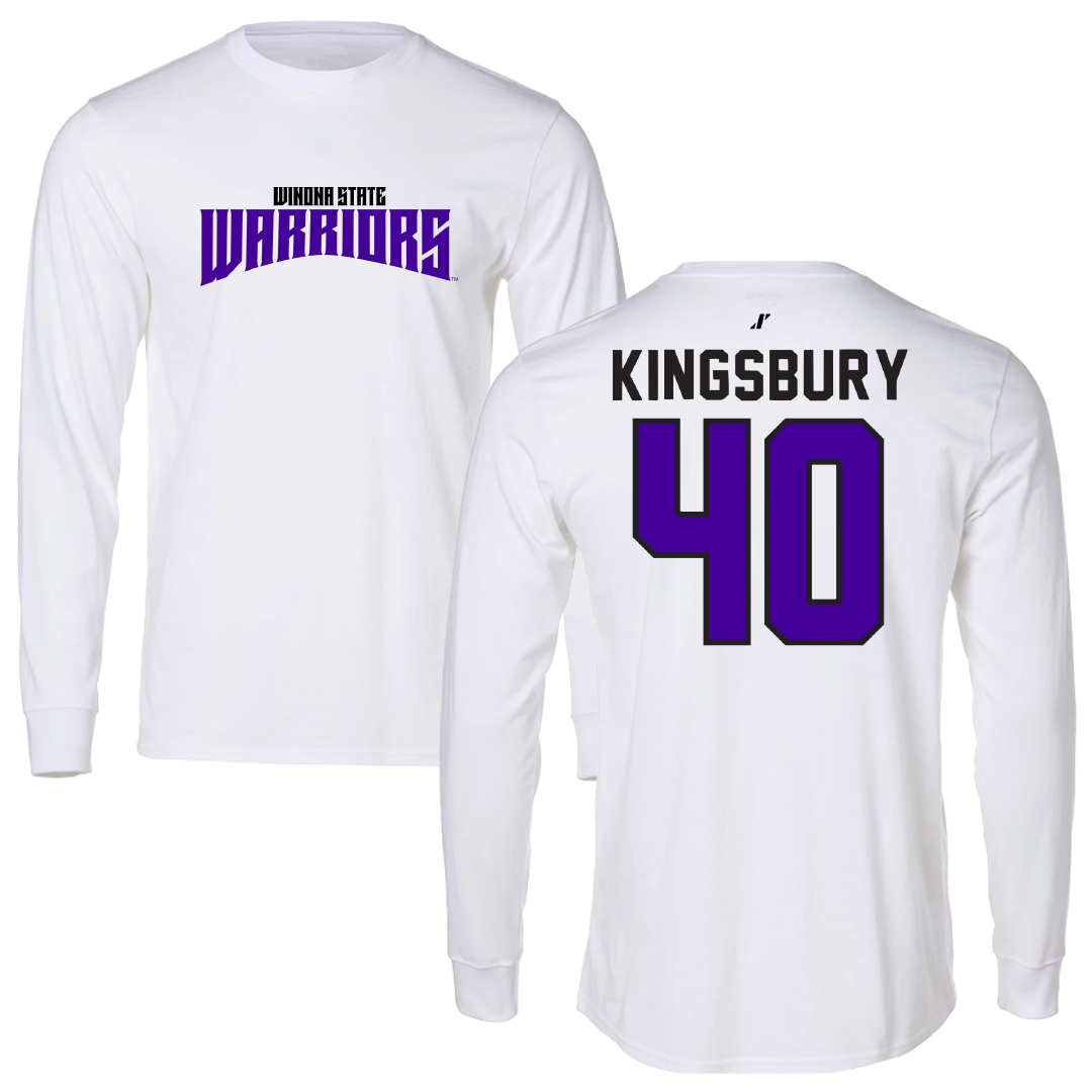 Winona State University Football White Classic Long Sleeve - #40 Ben Kingsbury