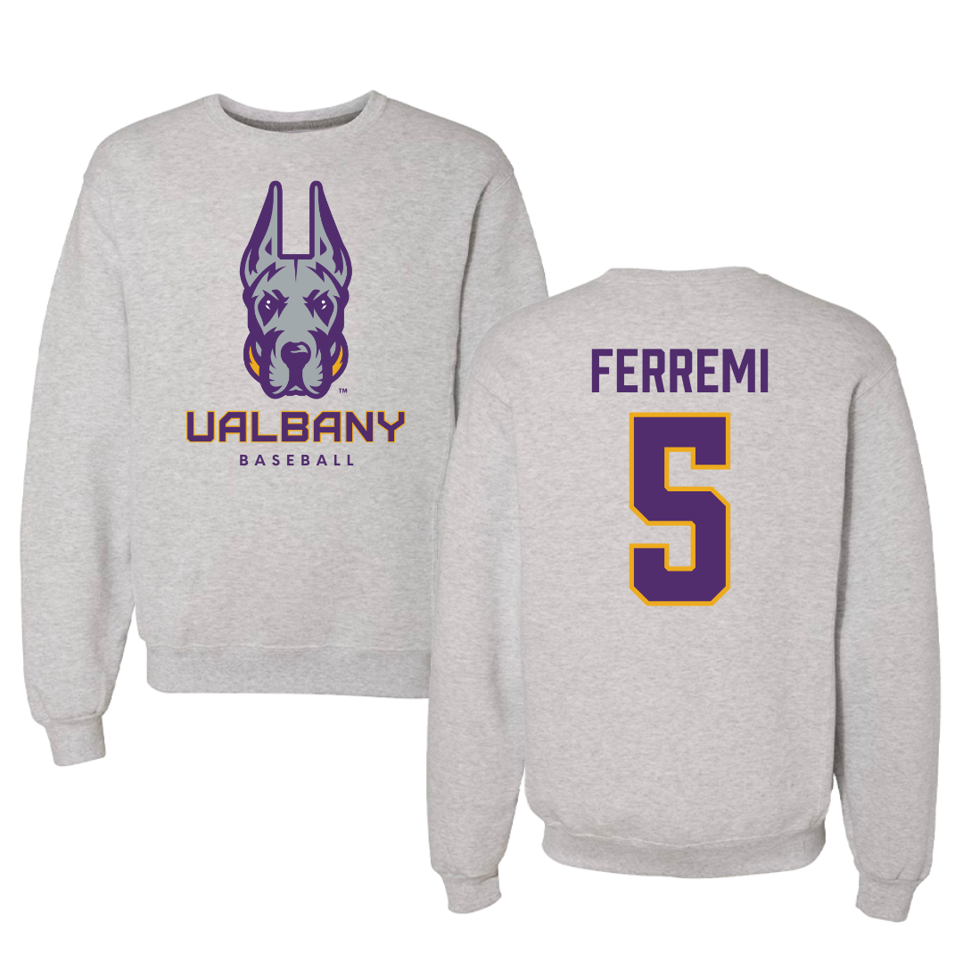 University at Albany Baseball Gray Crewneck - #5 Ryan Ferremi