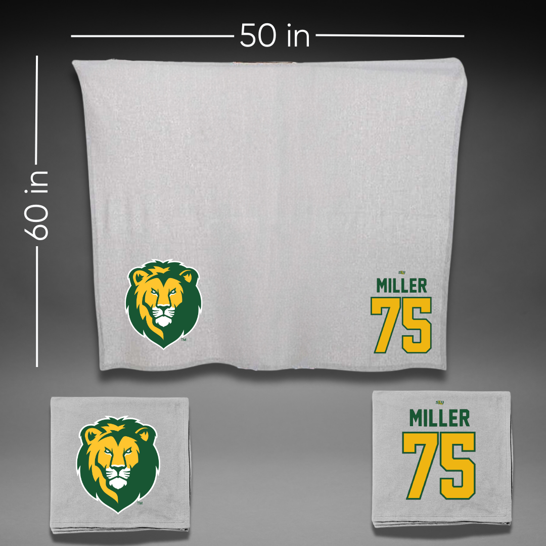 Southeastern Louisiana University Football Gray Blanket - #75 Blakeley Miller