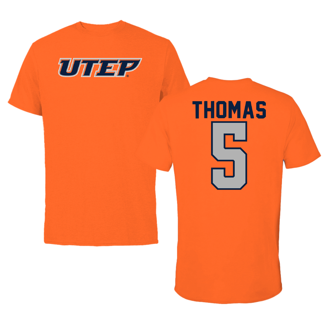 University of Texas at El Paso Football Orange Tee - #5 Kam Thomas