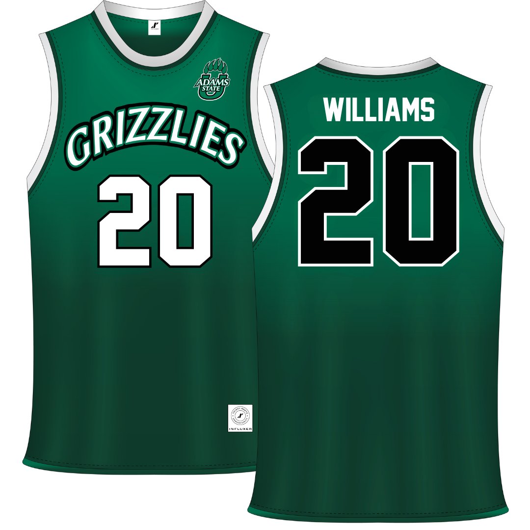 Adams State University Green Basketball Jersey - #20 Luke Williams