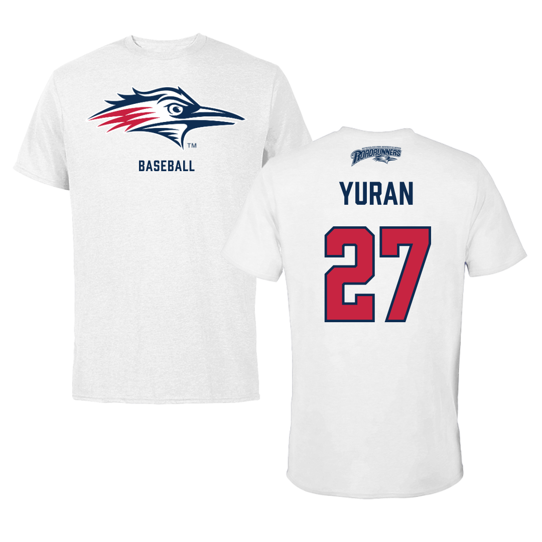 Metropolitan State University of Denver Baseball White Performance Tee - #27 Cam Yuran