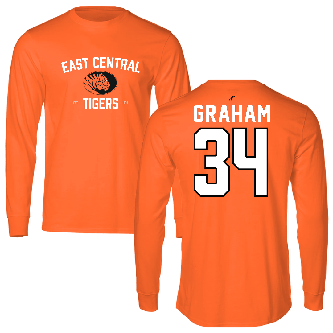 East Central University Football Orange General Long Sleeve - #34 Joshua Graham