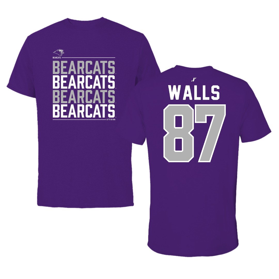 Southwest Baptist University Football Purple General Tee - #87 Gabriel Walls