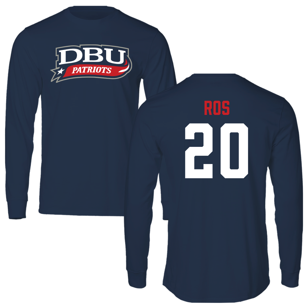 Dallas Baptist University Ice Hockey Navy Performance Long Sleeve - #20 Marley Ros