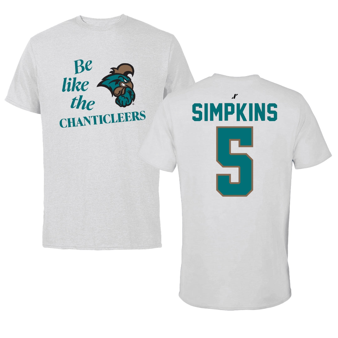 Coastal Carolina University Football Light Gray Be Like Us Performance Tee - #5 Ja'Vin Simpkins