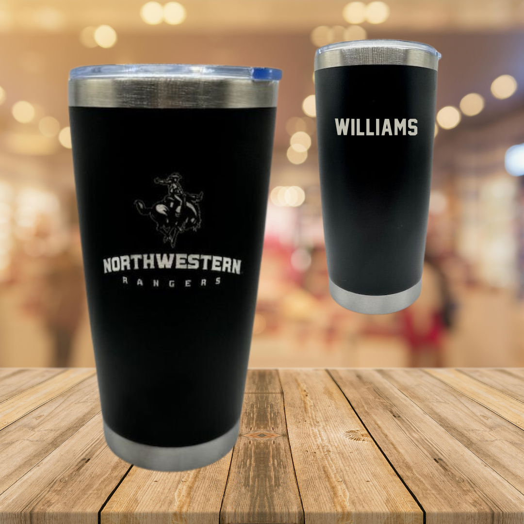 Northwestern Oklahoma State University TF and XC Black Stainless Steel Tumbler - Caleb Williams
