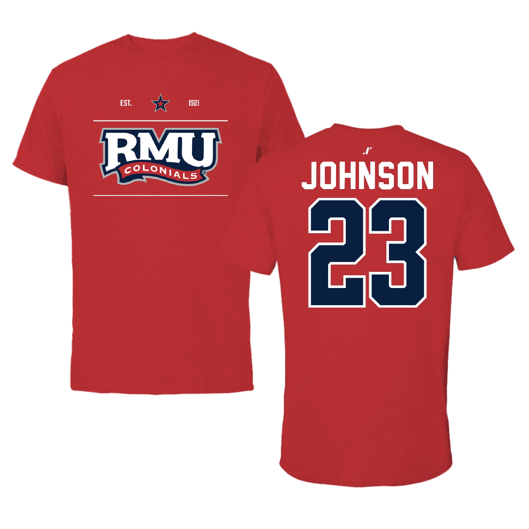 Robert Morris University Ice Hockey Red General Tee - #23 Luke Johnson