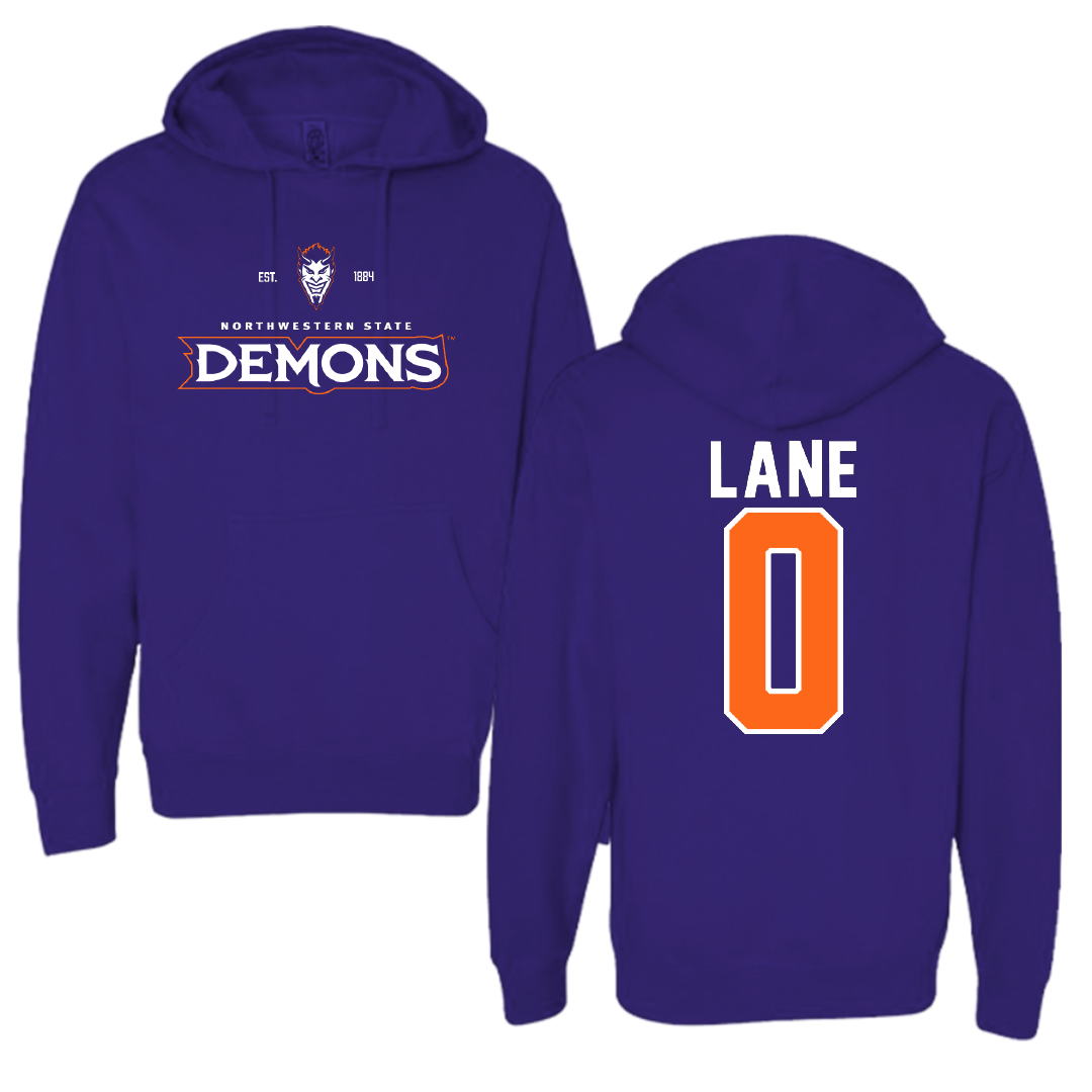 Northwestern State University Basketball Purple General Hoodie - #0 Jimel Lane