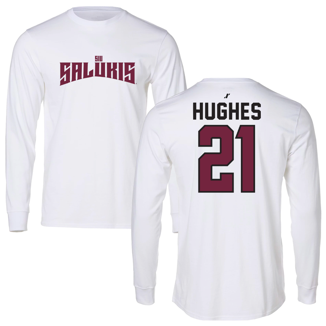 Southern Illinois University at Carbondale Basketball White Classic Performance Long Sleeve - #21 Seairra Hughes