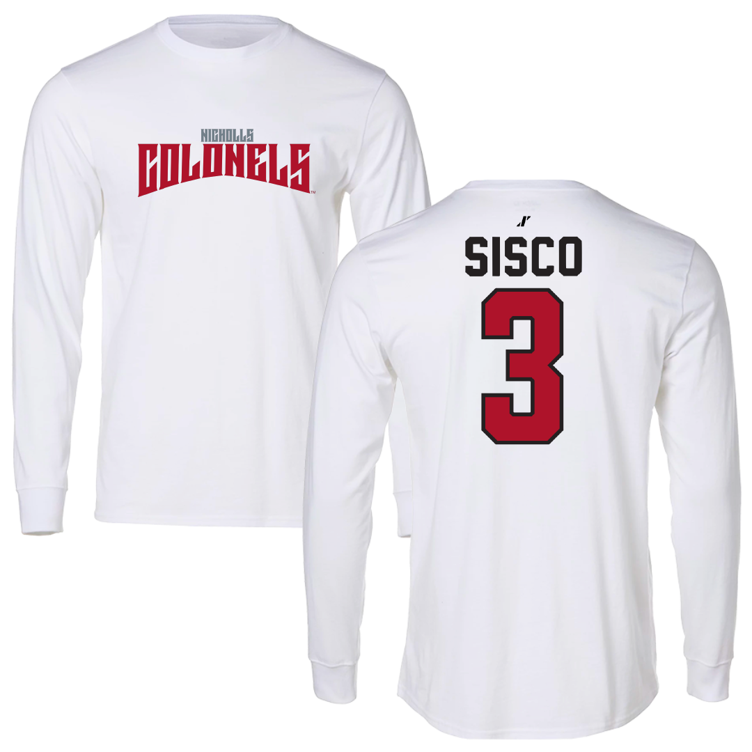 Nicholls State University Softball White Classic Performance Long Sleeve - #3 Claire Sisco