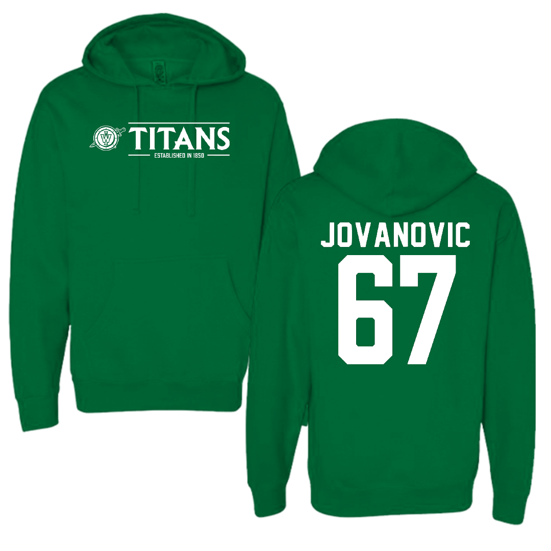 Illinois Wesleyan University Football Green General Hoodie - #67 Mihailo Jovanovic