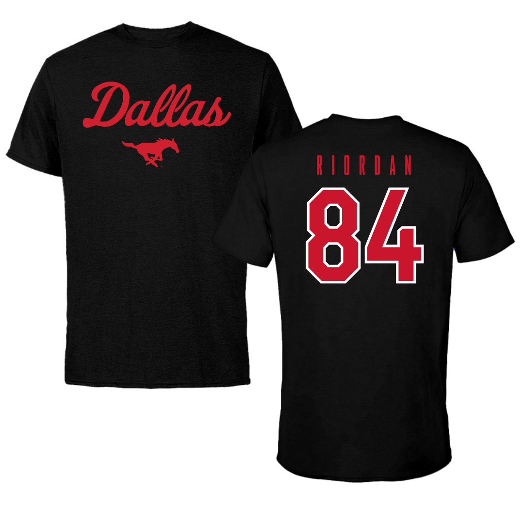 Southern Methodist University Football Black Dallas Performance Tee - #84 Tripp Riordan