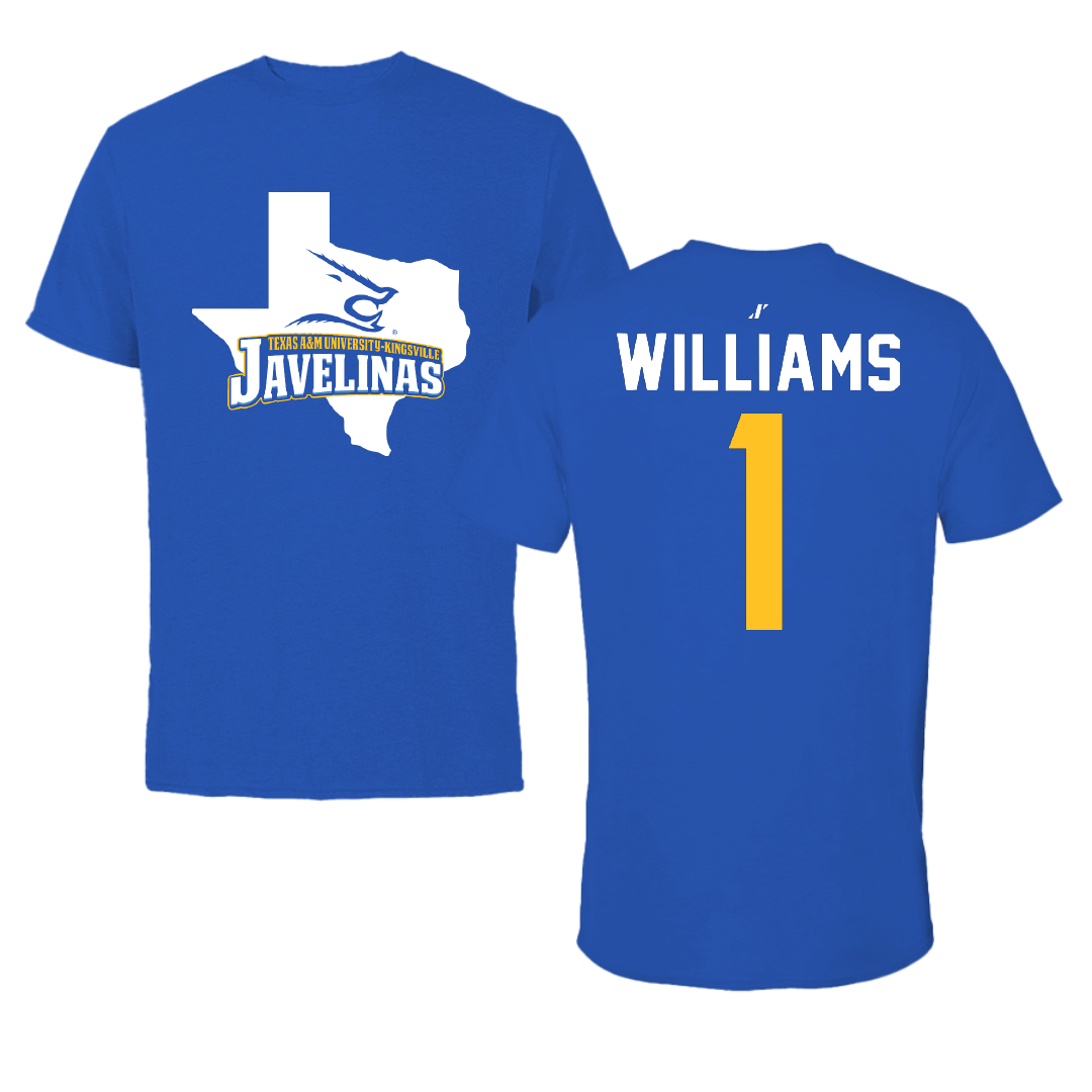 Texas A&M University-Kingsville Football Blue State Tee - #1 Kannon Williams