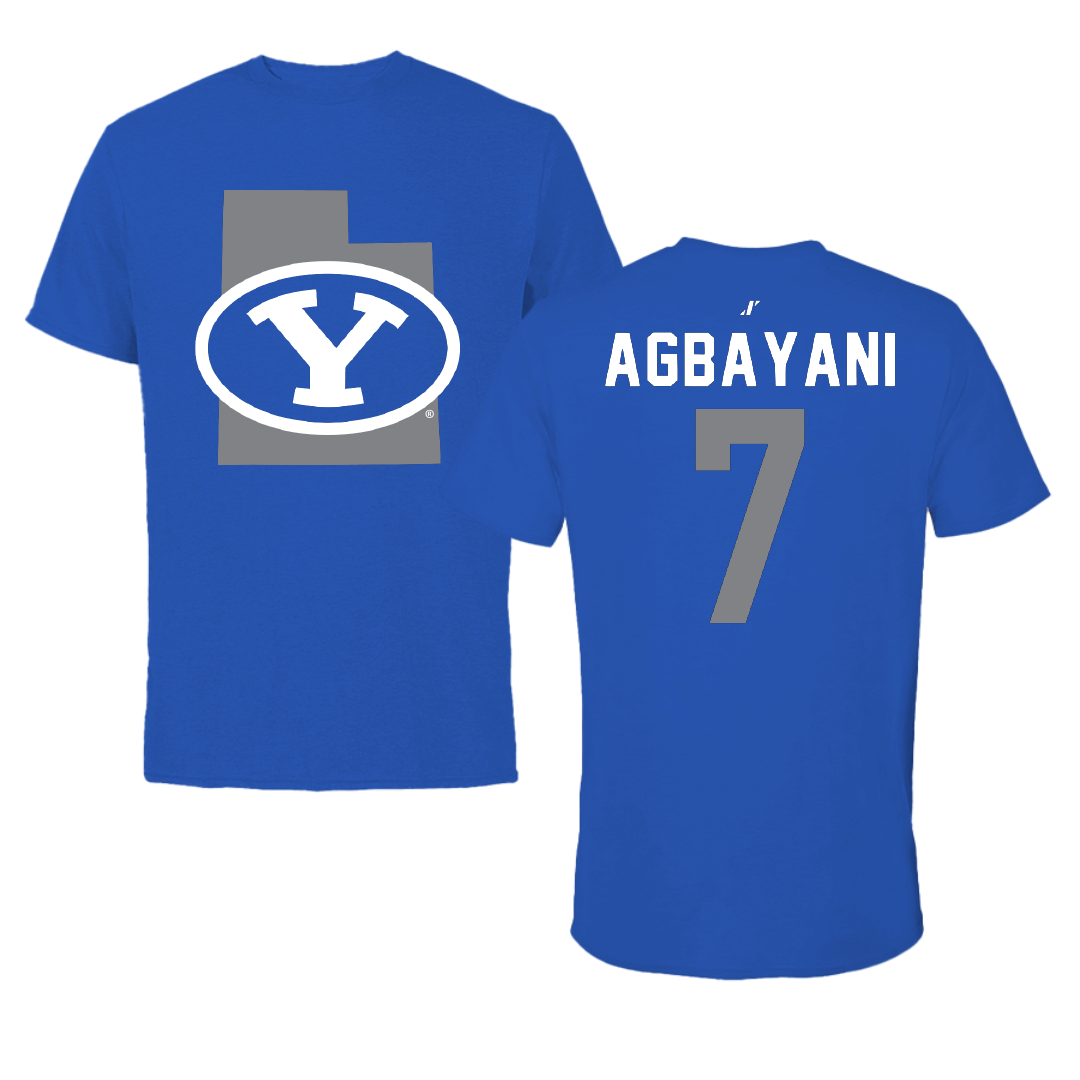 Brigham Young University Softball Blue State Performance Tee - #7 Aleia Agbayani