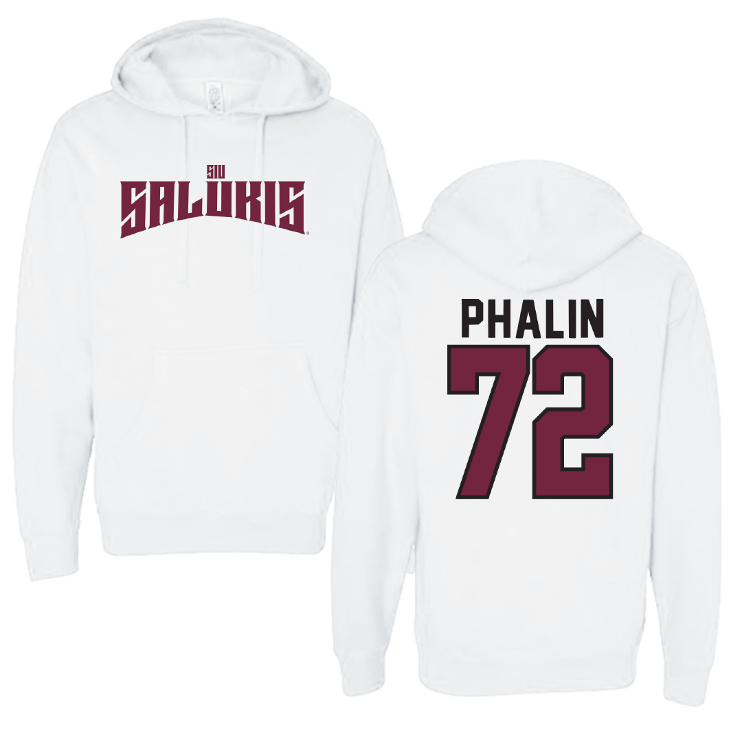Southern Illinois University at Carbondale Football White Classic Hoodie - #72 Cooper Phalin