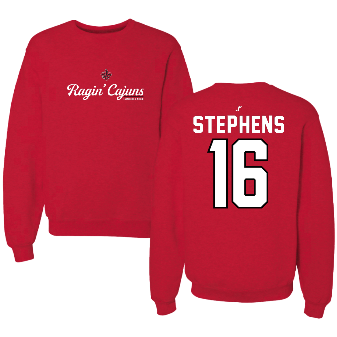 University of Louisiana at Lafayette Soccer Red General Crewneck - #16 Sisley Stephens