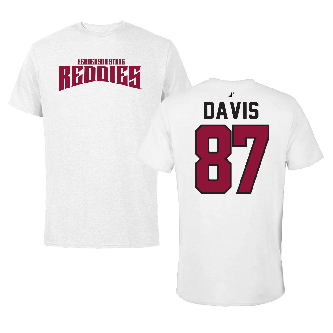 Henderson State University Football White Classic Performance Tee - #87 Cayden Davis