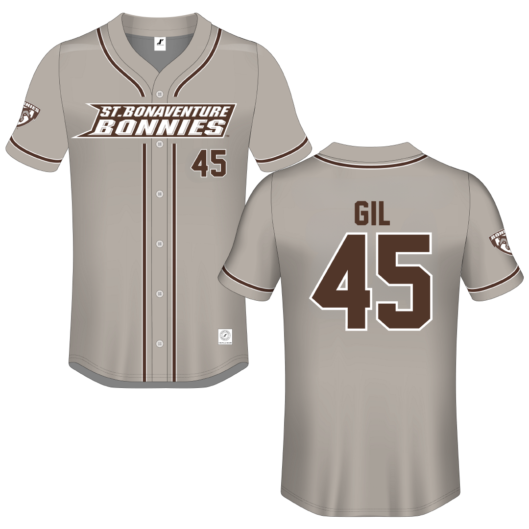 St. Bonaventure University Gray Button-Down Jersey - #45 Samuel Gil