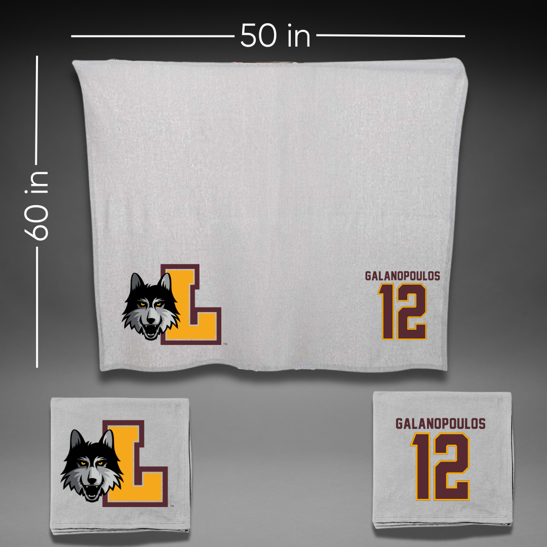 Loyola University-Chicago Basketball Gray Blanket - #12 Sam Galanopoulos