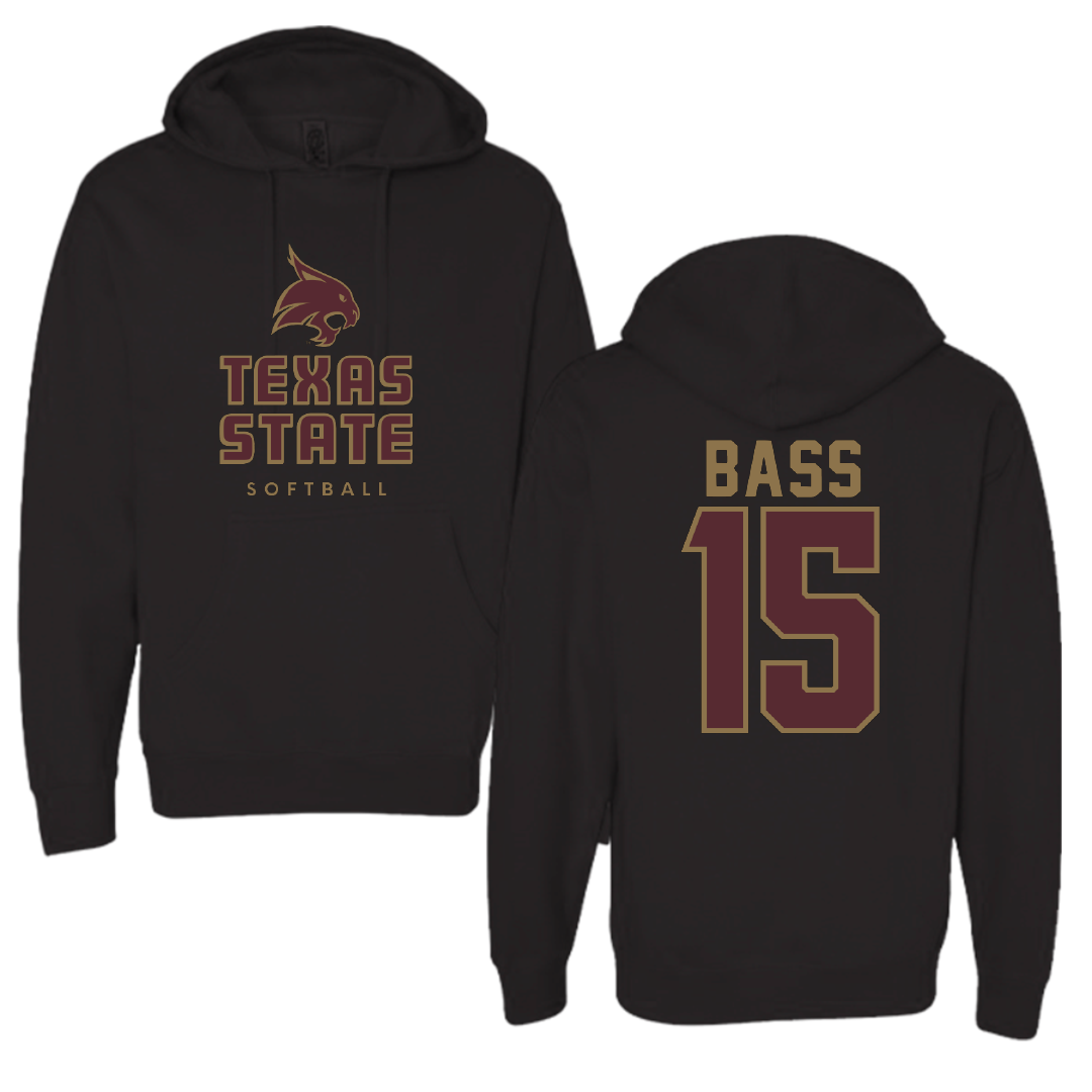 Texas State University Softball Black Hoodie - #15 Karmyn Bass