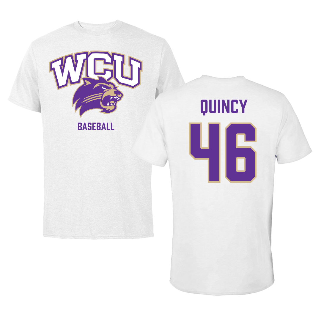 Western Carolina University Baseball White Tee - #46 Adam Quincy
