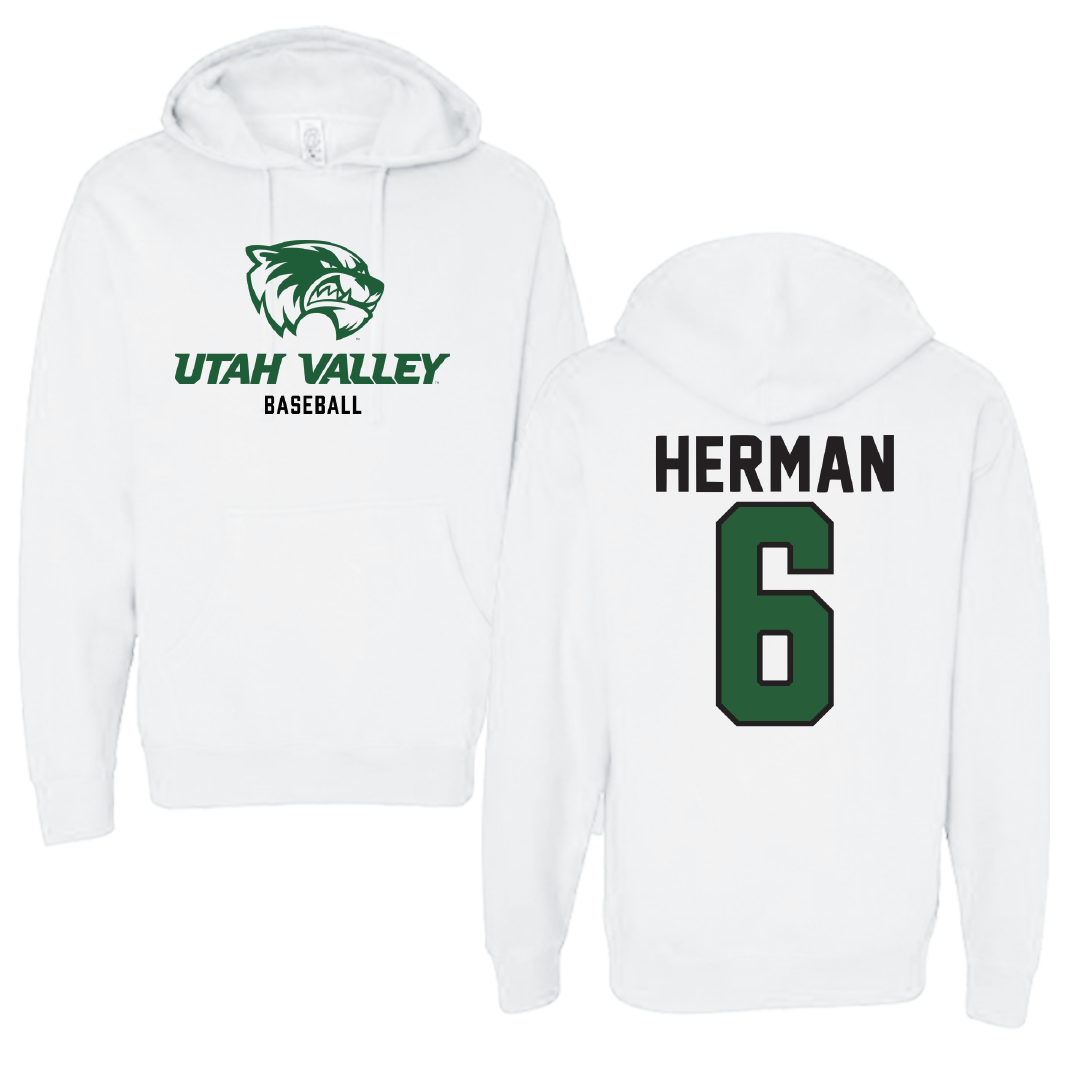 Utah Valley University Baseball White Classic Hoodie - #6 Carston Herman