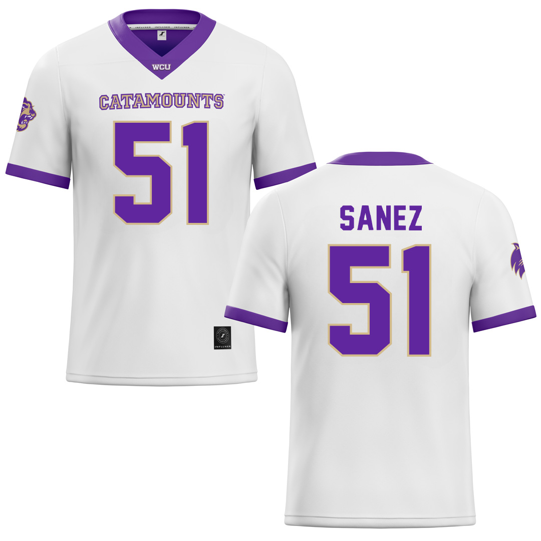 Western Carolina University White Football Jersey - #51 Aaron Sanez