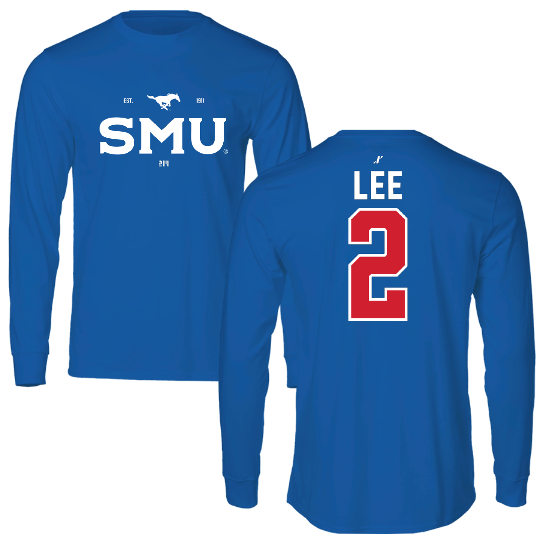 Southern Methodist University Soccer Blue General Performance Long Sleeve - #2 Kaya Lee